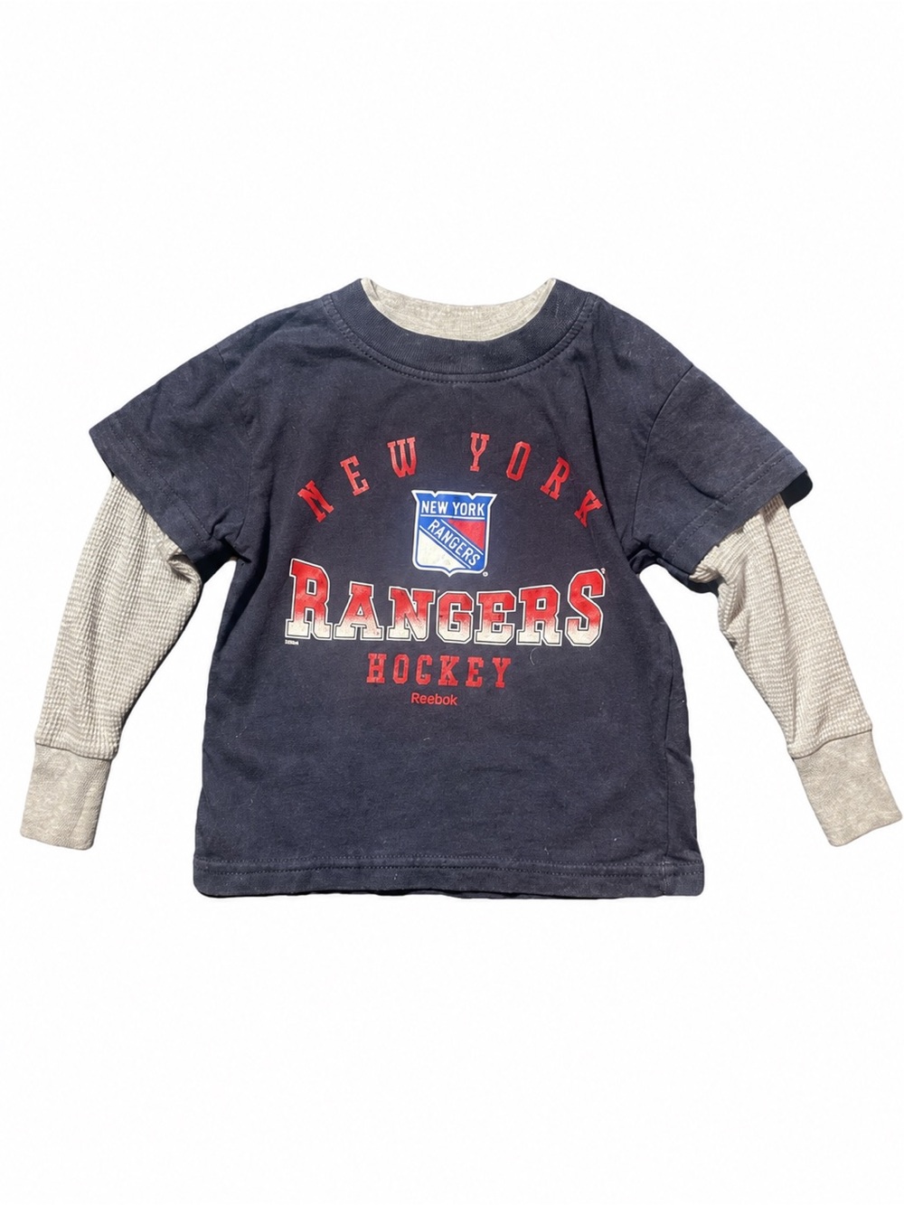 Reebok Navy and Gray New York Rangers Layered Long-Sleeve Tee